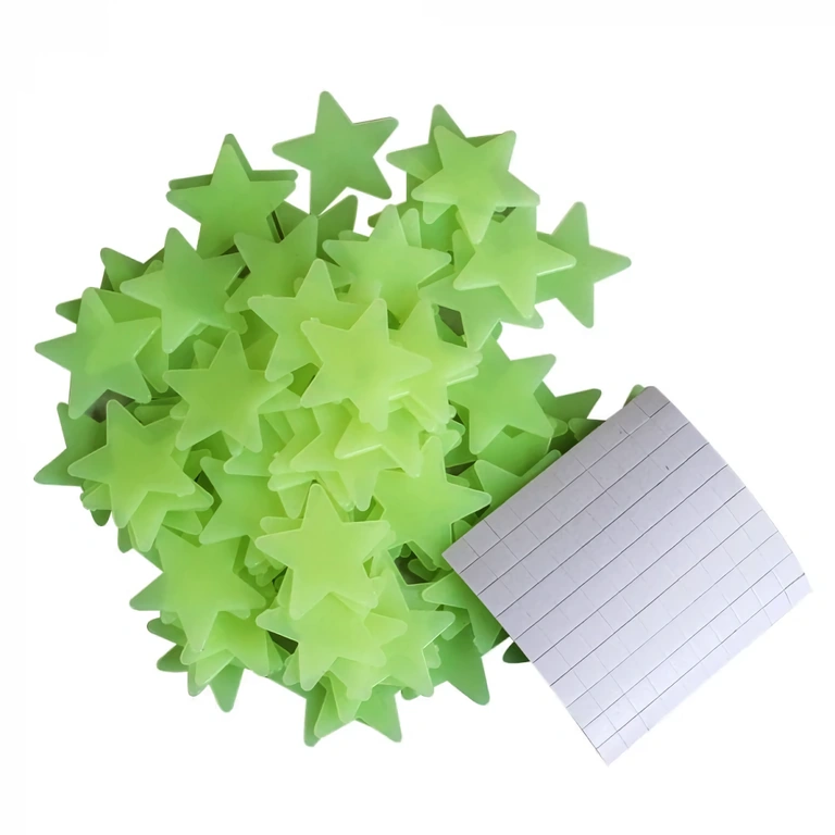 Komplekts ar 100 fosforescējošām zvaigznītēm, ideāli bērnu istabai