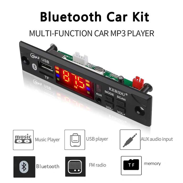 Bluetooth audio modulis automašīnai ar 12V barošanu