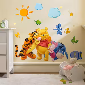 Bērnu sienas dekora uzlīme ar “Winnie the Pooh” un draugiem – Bērnu istabas multfilmu uzlīme