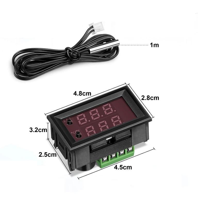 Digitālā termostata izmēri Digitālā termostata izmēri 48x28x32 mm