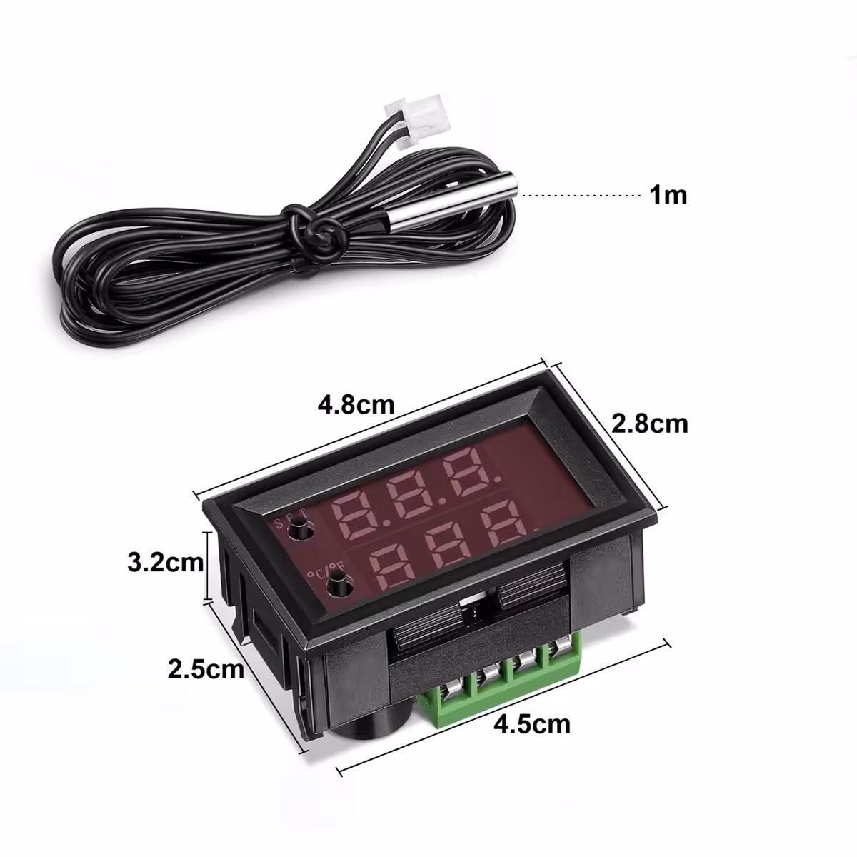 Digitālā termostata izmēri 48x28x32 mm