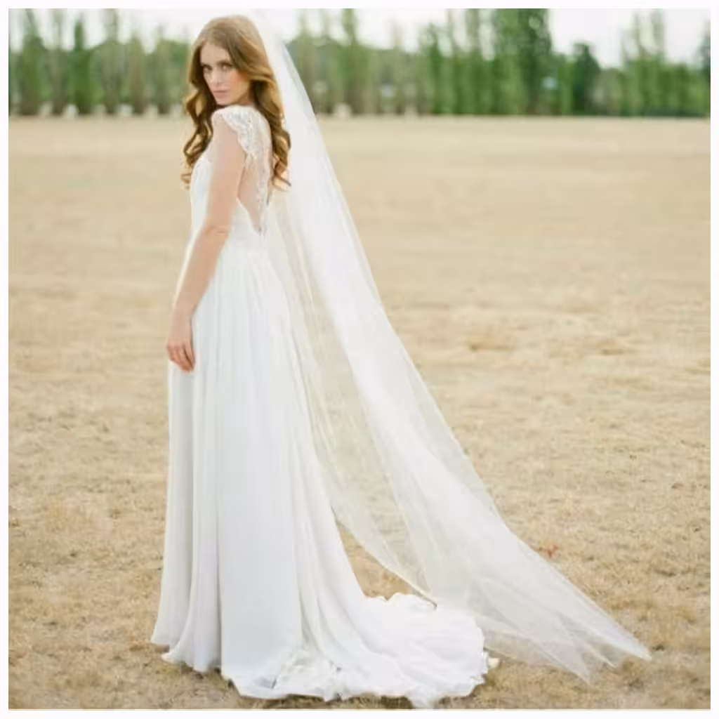 Garais kāzu plīvurs 2 metri ar ķemmi – Vienkāršs, kapelai un katedrālei 2025