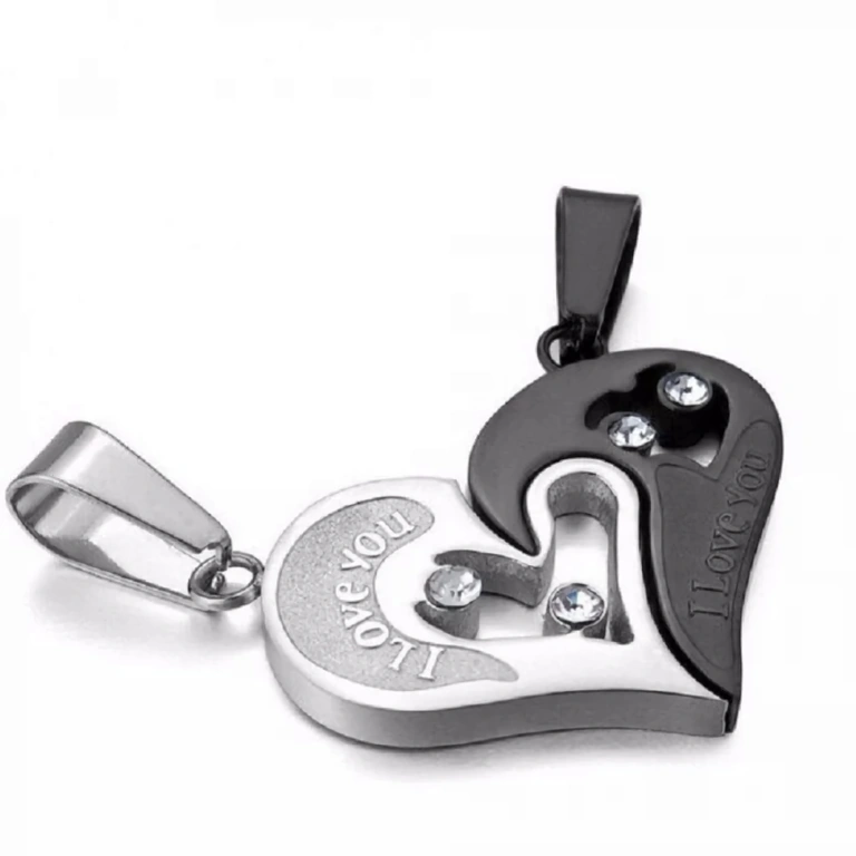 Sirds kulona ķēdītes mīļotājiem Divi sirds kuloni uz ķēdītēm pāriem