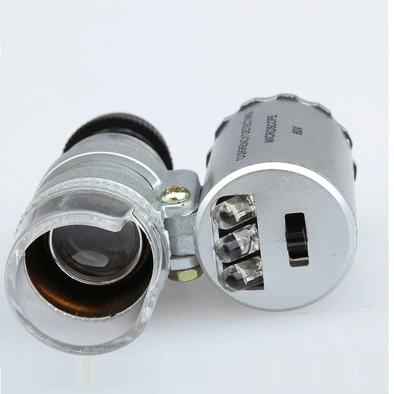 Lupa-mikroskops ideāli pulksteņu pārbaudei ar LED apgaismojumu