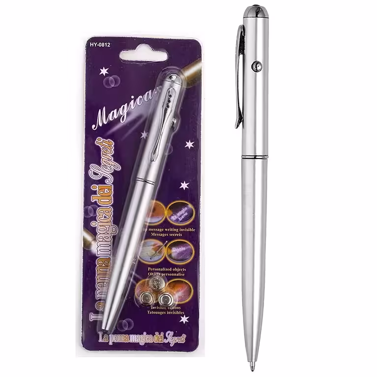 Pildspalva ar neredzamu tinti un UV LED gaismu | Slepenas ziņas, redzamas tikai ultravioletajā gaismā
