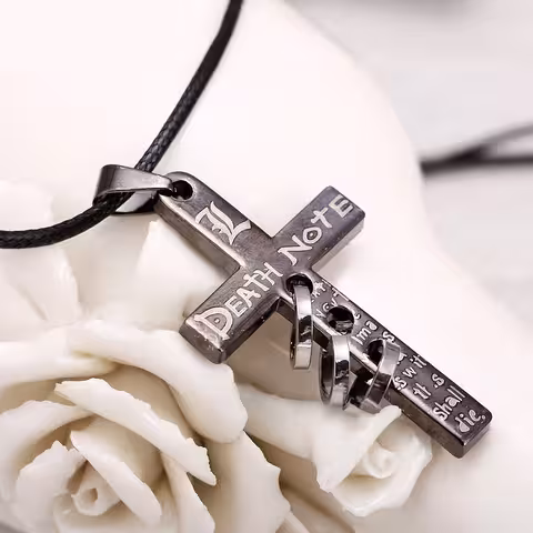Death Note krusta kulons ar ķēdi – anime un manga aksesuārs 50cm aukla