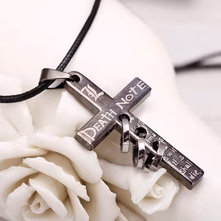 Death Note krusta kulons ar ķēdi – anime un manga aksesuārs 50cm aukla
