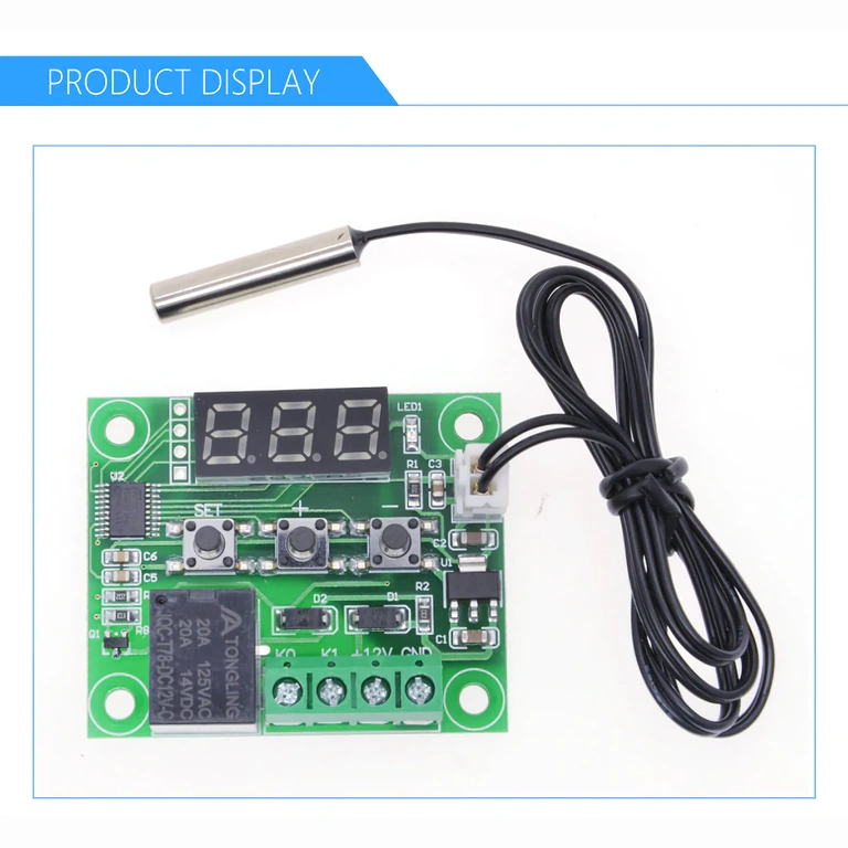 Digitālais displejs ar decimālu temperatūras rādījumu W1209 termostatam
