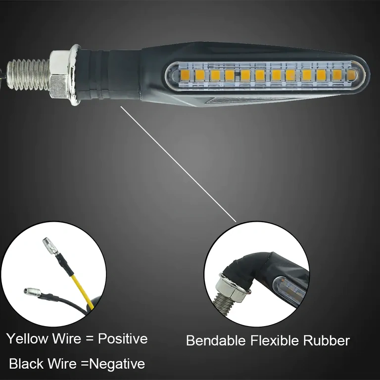 Dzeltenais LED pagrieziena signāls motocikliem un skūteriem