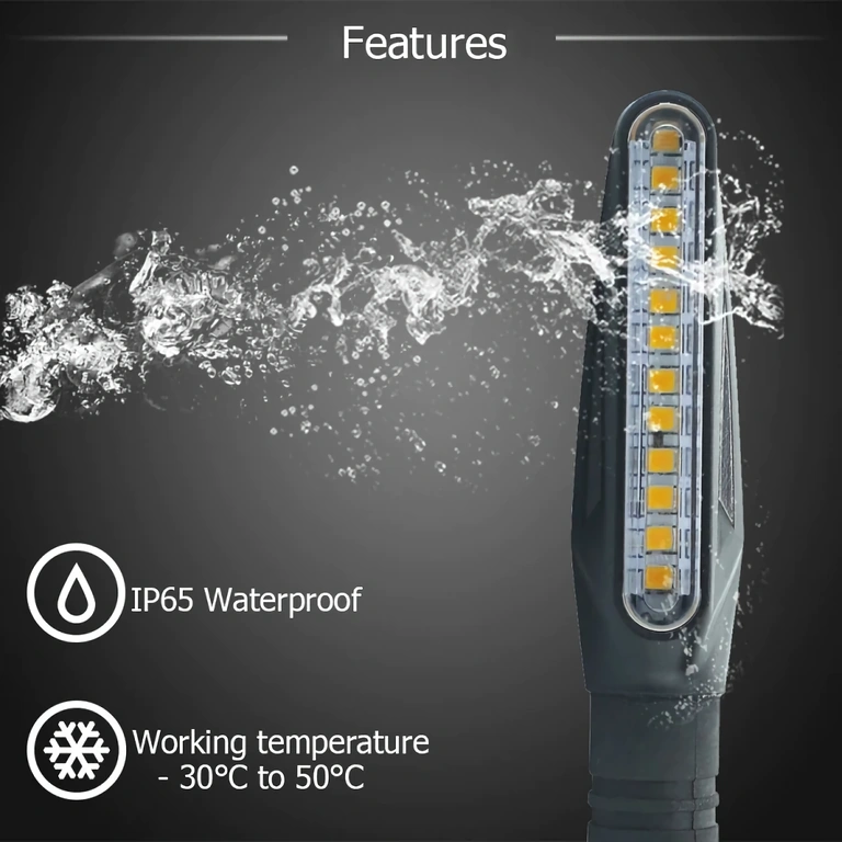 Dinamiska efekta LED signāls ar modernu dizainu motocikliem