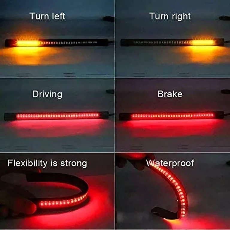 Kombinētā bremžu un signāla gaisma uz elastīgas lentes