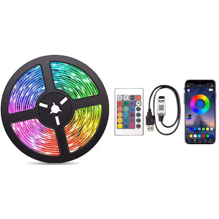 RGB LED josla 10m ar USB, Bluetooth, tālvadību un mūzikas ritma spēļu efektiem TV un dekoram