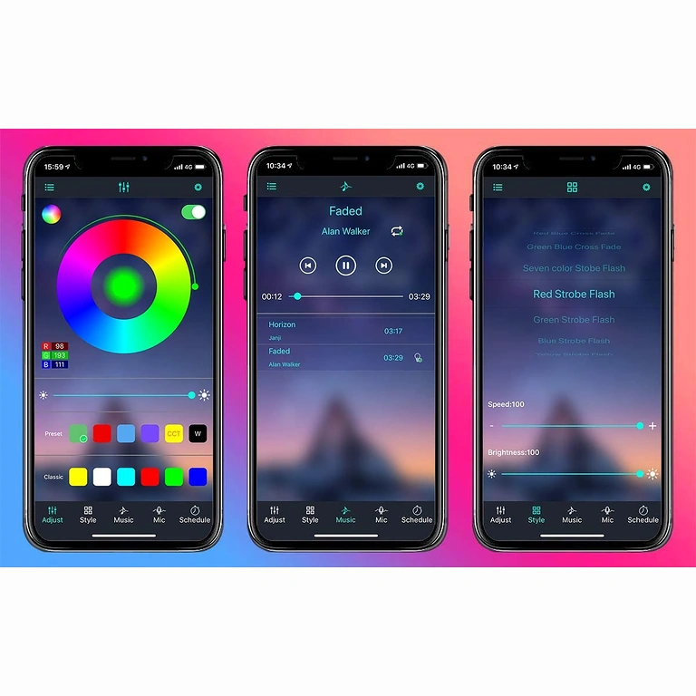 LED lente TV ar apkārtējo apgaismojumu, spilgtuma un krāsu regulēšanu