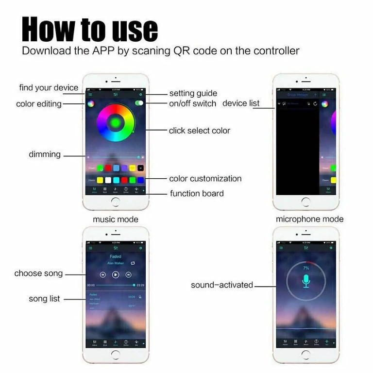 Pilns LED RGB USB apgaismojuma komplekts, vadāms ar aplikāciju un tālvadību