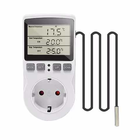 Kontrolēta programmu kontaktligzda ar temperatūras sensoru elektriskajam radiatoram un sildītājiem, ar taimeri