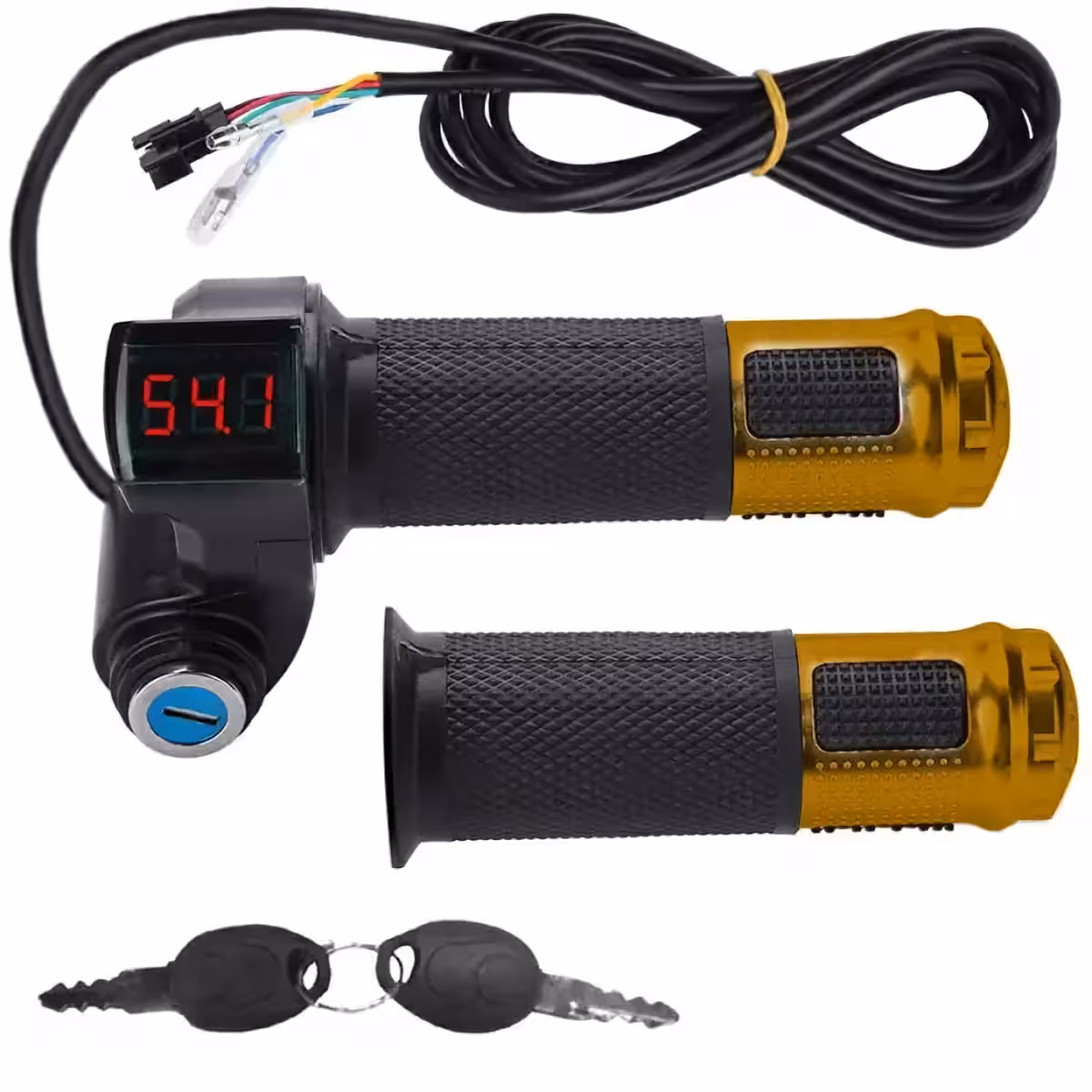 Ebike akseleratora sviru komplekts ar atslēgu un baterijas līmeņa indikatoru