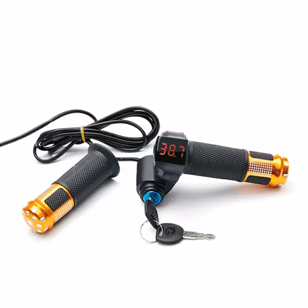 Droseles sviras ar kontaktu un akumulatora indikatoru velosipēdiem un elektriskajiem skūteriem – 12V–72V