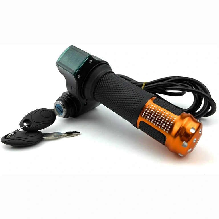 Elektriskās skūtera akselerators ar atslēgu Stūres roktura poga ar atslēgu un baterijas indikatoru elektriskajam skrejritenim 12V-72V