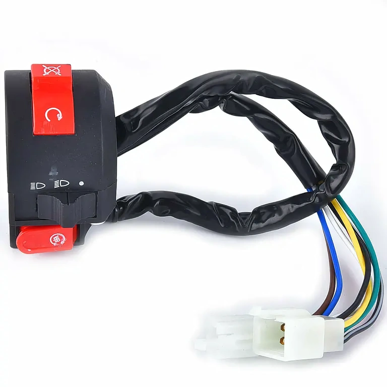 ATV kreisais slēdzis ar gaismām, tuvās/tālās gaismas un manuālo šoku