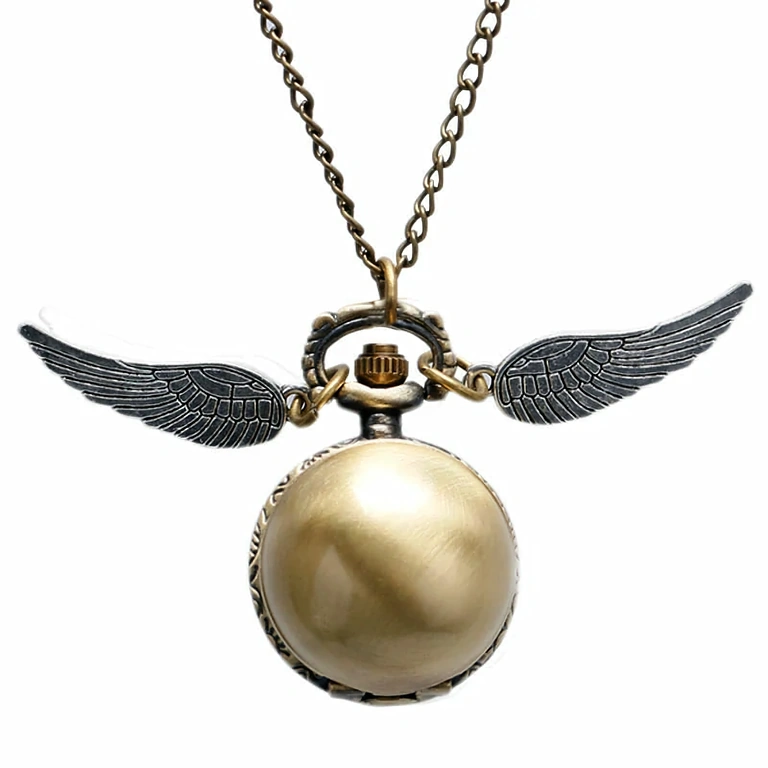 Atvērts Snitch pulkstenis – kvarca mehānisms Atvērts kabatas pulkstenis ar redzamām ciparu zīmēm – Harry Potter Golden Snitch modelis