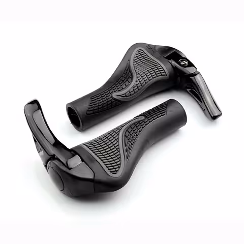 Ergonomiskas MTB stūres rokturi ar lock-on ragiem melni – velosipēdiem un elektriskajiem skūteriem