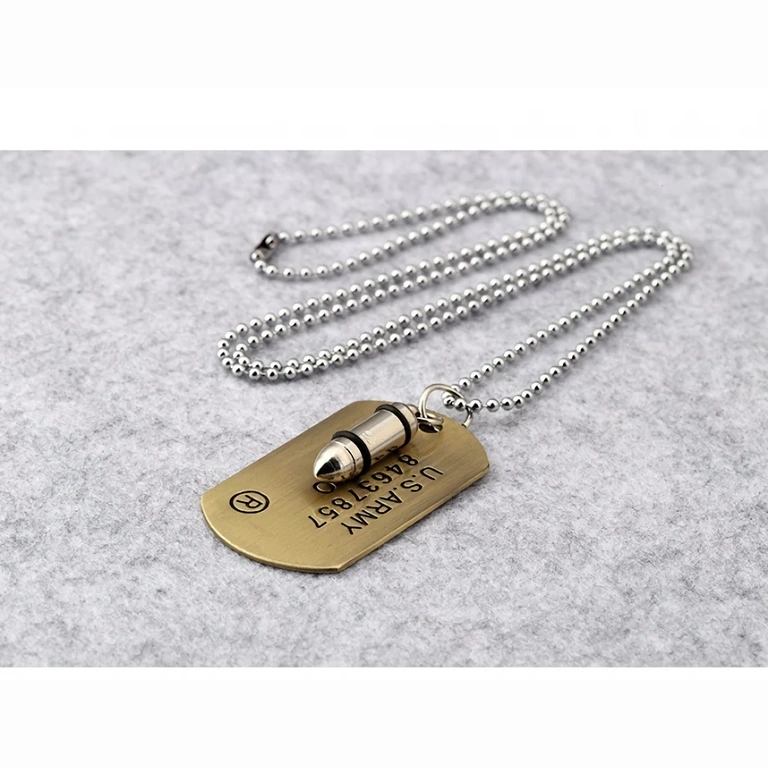 Ķēde ar metāla lodi, militārs izskats, vīrišķīgs dizains