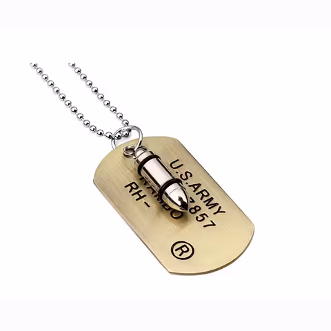 Militārā Dog Tag ķēdīte ar tērauda lodīti – armijas kaklarota vīriešiem 70cm