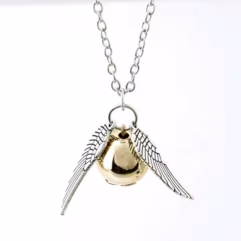 Harry Potter Golden Snitch Quidditch kulons ar eņģeļa spārnu – dāvana maģijas faniem