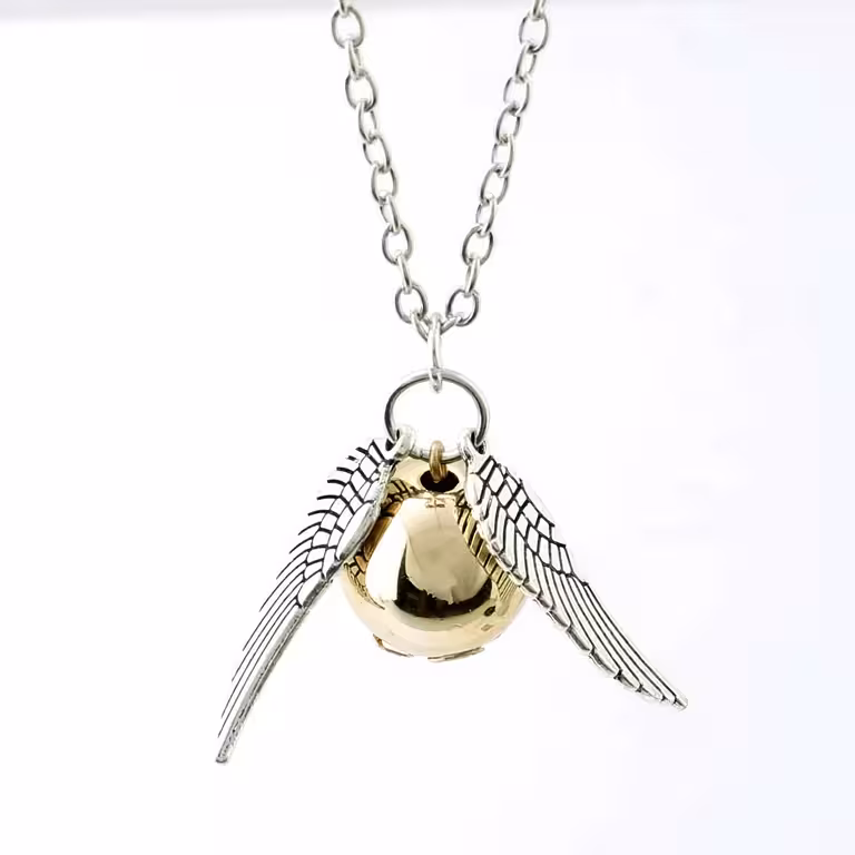 Harry Potter Golden Snitch Quidditch kulons ar eņģeļa spārnu – dāvana maģijas faniem