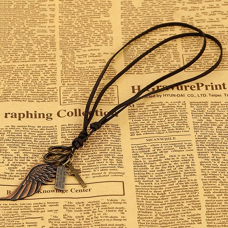 Ādas krusta kaklarota melnā krāsā Krusta piekariņš uz melnas ādas ķēdes vīriešiem