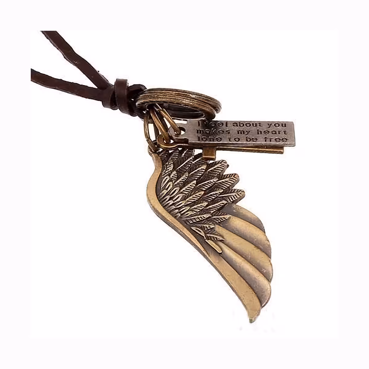 Kaklarota ar garīgajiem simboliem: eņģeļa spārni un krustiņš