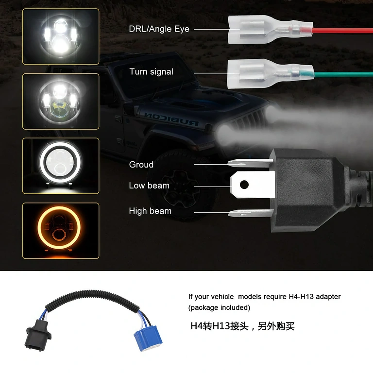 Apaļais LED lukturis Harley FLD, Touring, Softail (1991–2013)