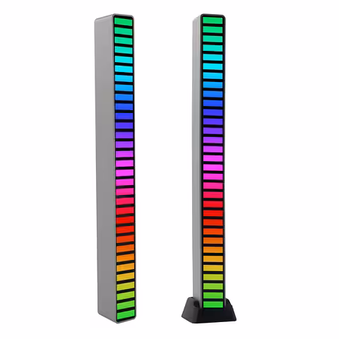 RGB LED stieņa komplekts ar skaņas aktivizāciju – VU metrs mūzikas gaismām, 32 LED, USB-C, iespaidīgi efekti