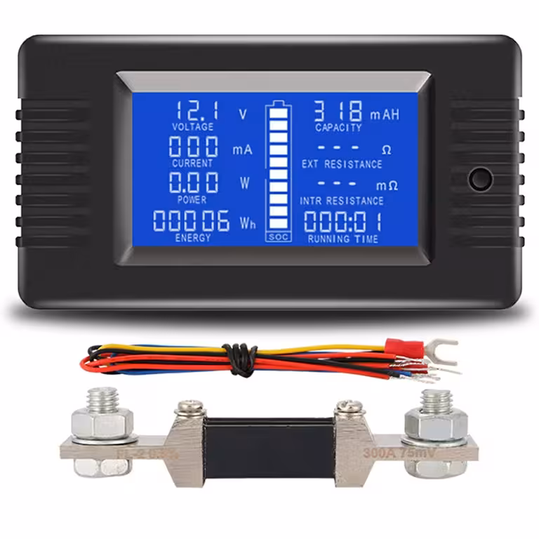 Saules skaitītājs DC 0–200V 100A/300A – voltmetrs un ampermetrs ar LCD displeju fotovoltaikas panelim