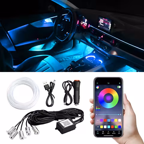 Elastīga RGB NEON lente 6 metri – auto apkārtējais apgaismojums ar mobilo aplikācijas kontroli