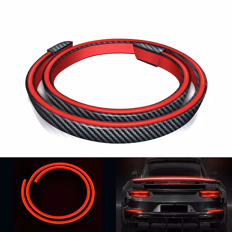 Universāls oglekļa spoileris ar LED joslu un bremžu stop gaismu bagāžniekam un aizmugures logam