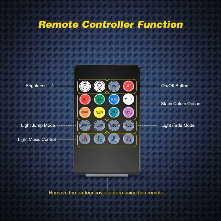 RGB LED lenta auto ar tālvadību Auto interjera apgaismojuma RGB komplekts ar tālvadību un krāsām