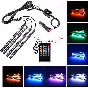 Auto interjera LED apgaismojuma komplekts – RGB lente ar skaņas sensoru