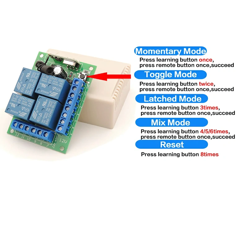 12V releja modulis ar tālvadību rūpnieciskai un lauksaimniecības automatizācijai