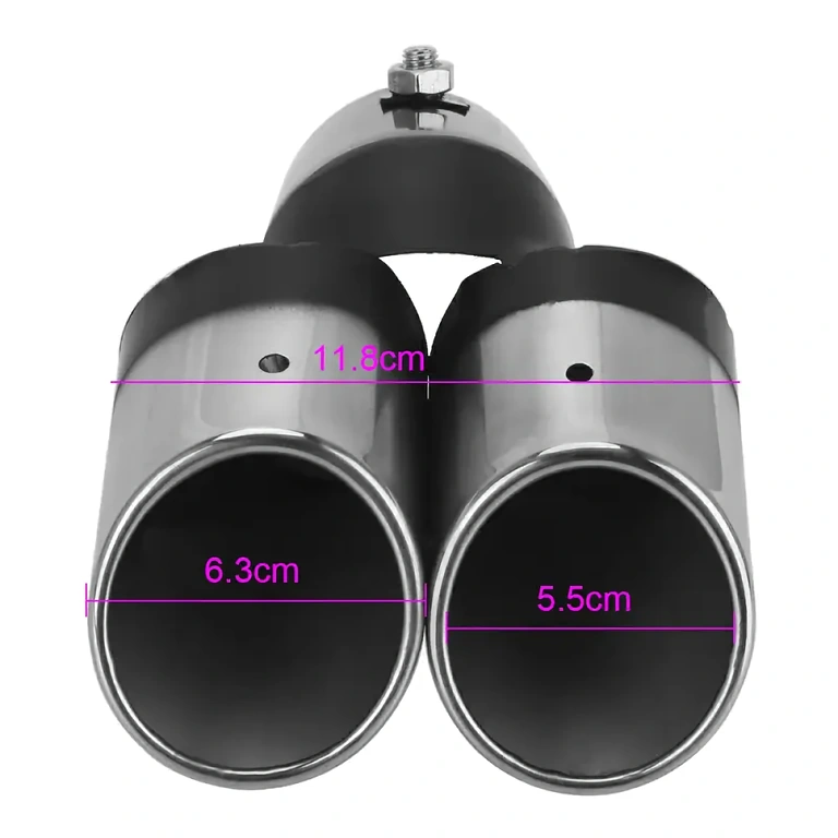 Universālais dekoratīvais uzgalis nerūsējošā tērauda izplūdes caurulei.