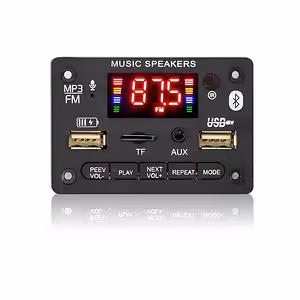 Bluetooth audio modulis 5.0 ar FM radio, MP3 un stereo pastiprinātāju 2x40W 5V/12V