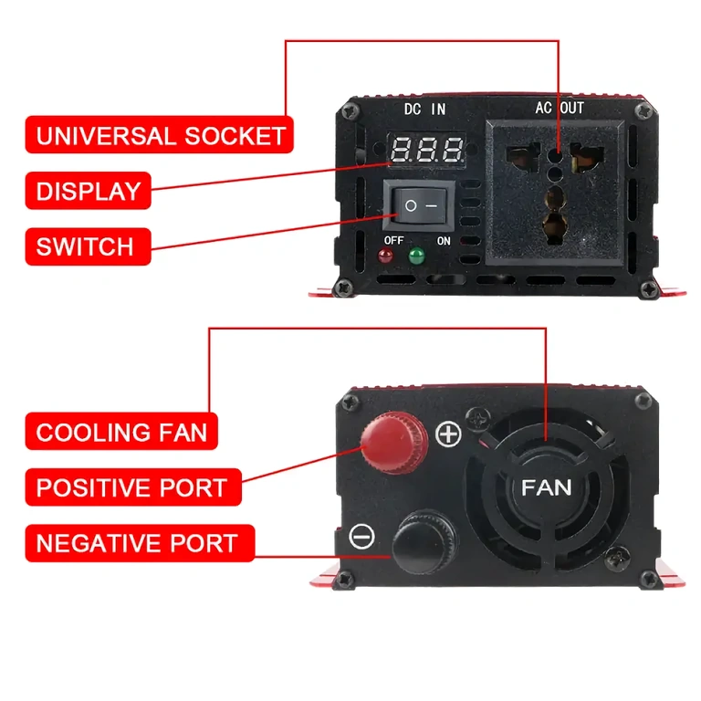 800W sinusa viļņu konvertors Augstākās kvalitātes pārveidotājs jutīgām elektroierīcēm.