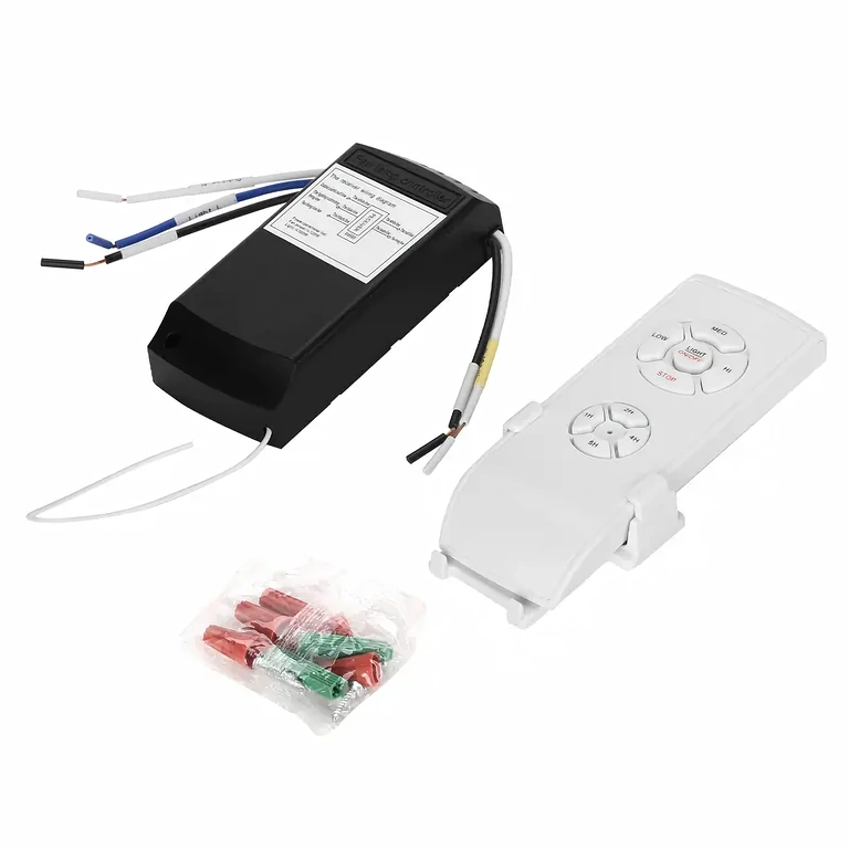 Tālvadība ar 220V uztvērēju ventilatoram vai dimmējamai lustrai.