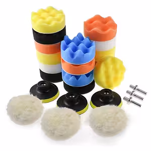 Auto pulēšanas komplekts ar 75mm diskiem un 80mm putām – urbja adapteri iekļauti