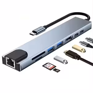 USB-C 8-in-1 hubs ar HDMI 4K, RJ45, USB 3.0 un Power Delivery – MacBook, Dell, Lenovo