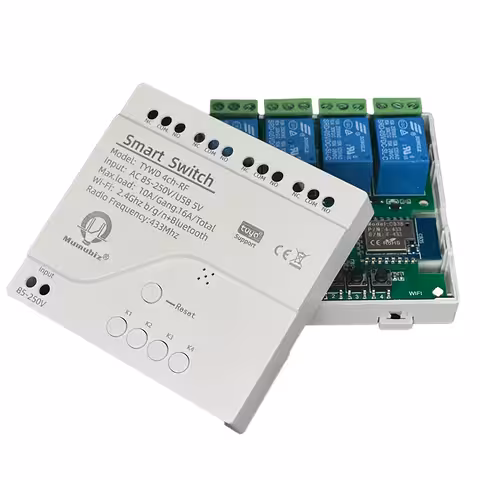 Gudrais WiFi relejs 4 kanāli – Tuya smart slēdzis ar attālinātu kontroli 220V