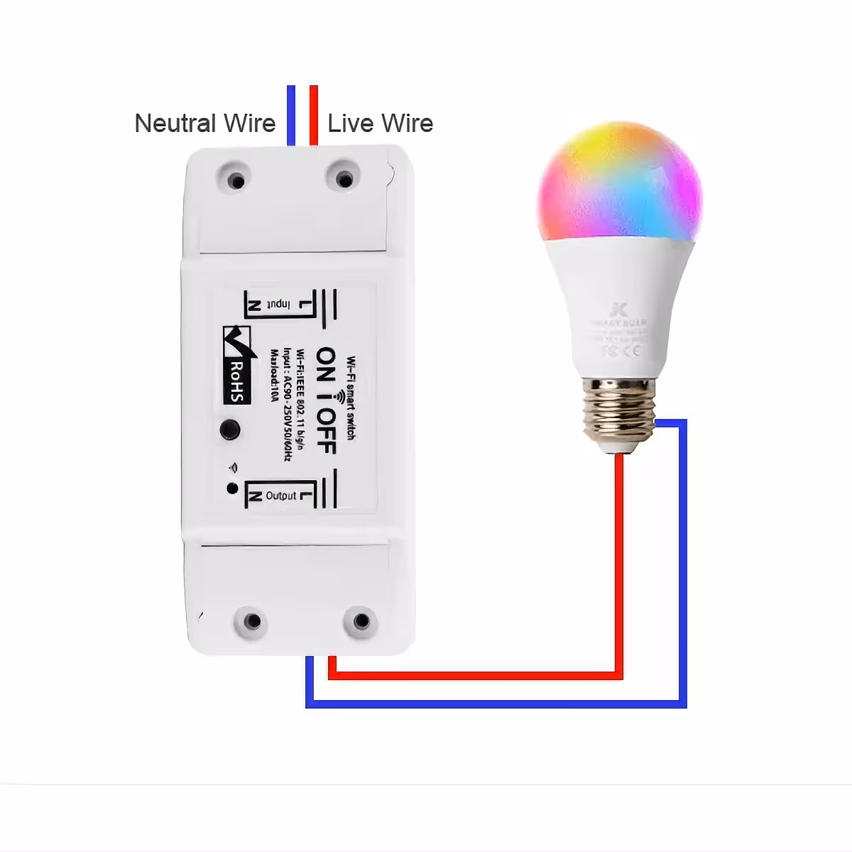 Elektroshēma un instrukcijas viedreleja pieslēgšanai ar vienu kanālu