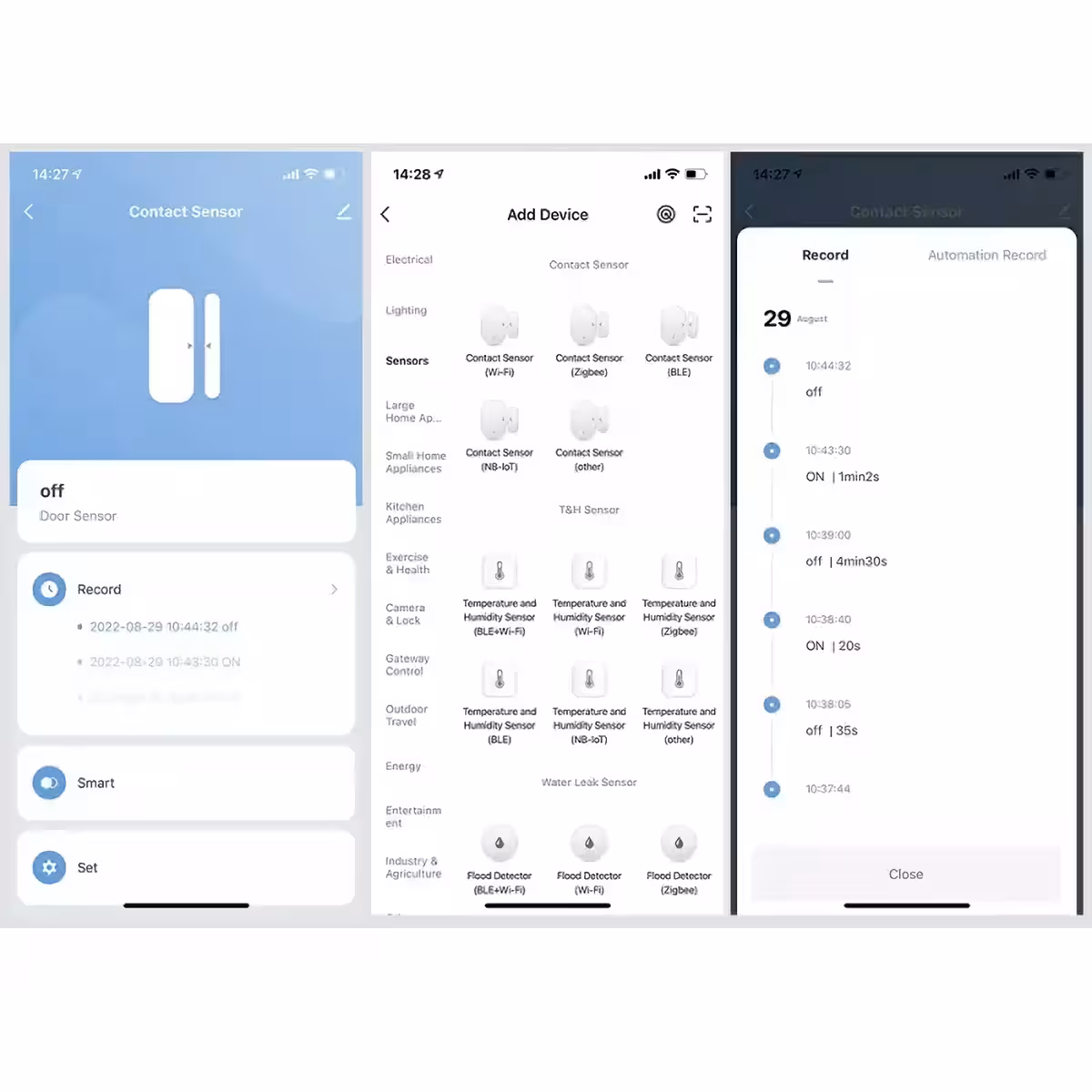 Kontakta sensors, konfigurējams Tuya lietotnē bez papildu hub