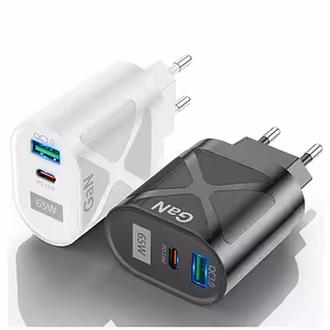 65W GaN USB-C & USB-A telefona un planšetdatora lādētājs – PD/QC ātrā uzlāde iPhone, Samsung, Android