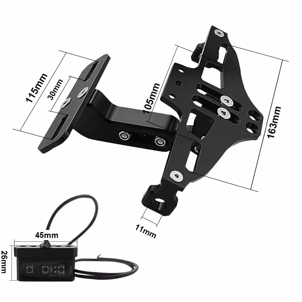Aizmugurējais numura turētājs ar LED gaismu